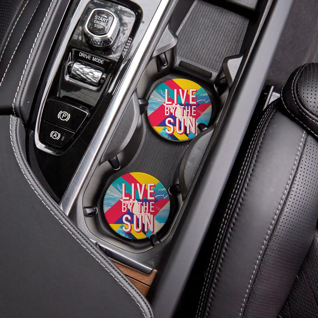 Live By The Sun | Absorbent Car Coasters | Set of 2 | Min 4