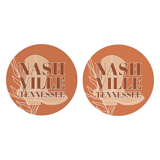 Modern Minimalist Tennessee Nashville Boot | Absorbent Car Coasters | Set of 2 | Min 4