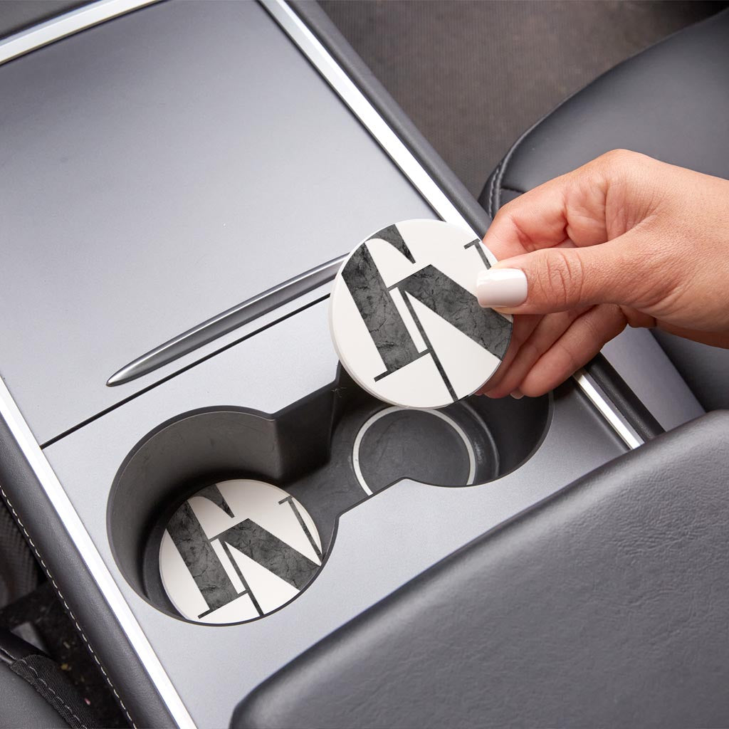 Minimalist B&W Tennessee White Initials | Absorbent Car Coasters | Set of 2 | Min 4