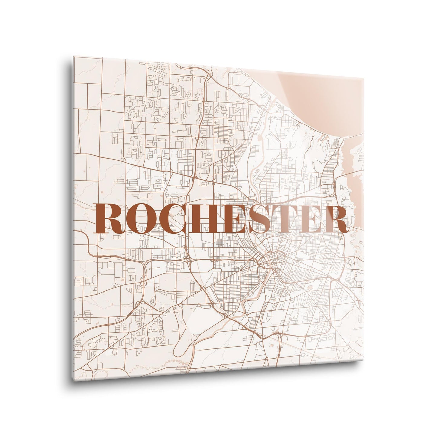 Modern Minimalist New York Rochester Map | Hi-Def Glass Art | Eaches | Min 1