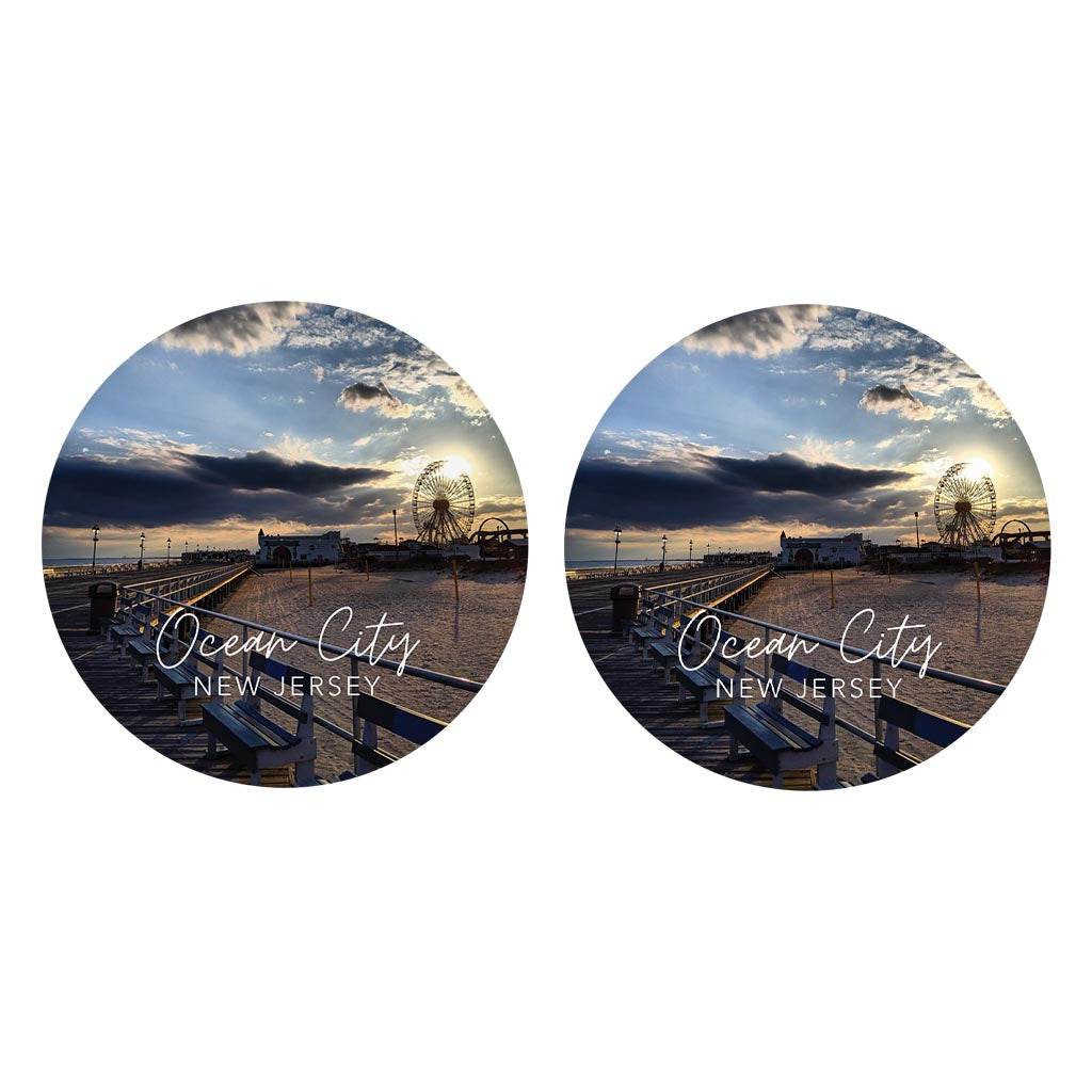 OCNJ Photo With Text | Absorbent Car Coasters | Set of 2 | Min 4