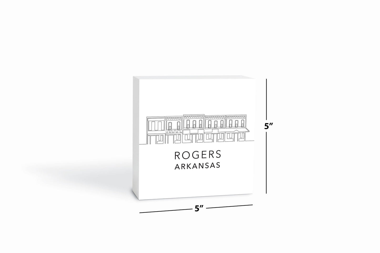 Minimalist B&W Arkansas Rogers Skyline | Wood Block | Eaches | Min 4