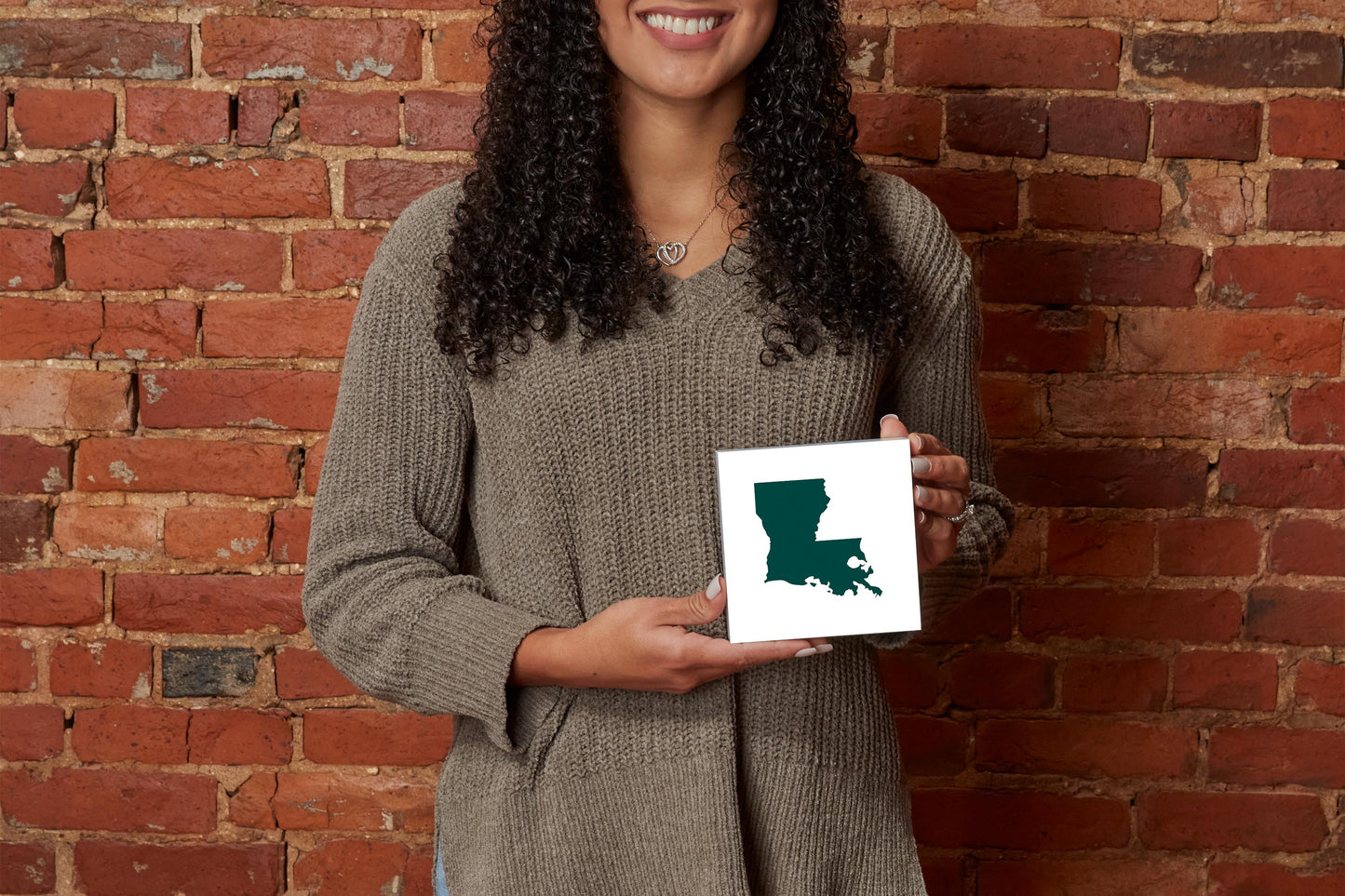 Blue White Louisiana State Shape | Wood Block | Eaches | Min 4