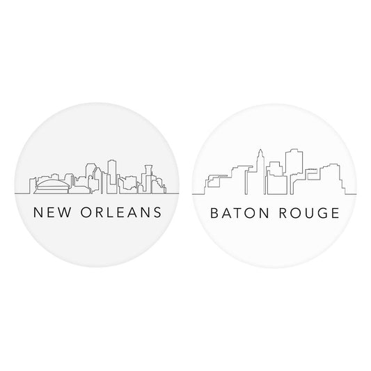 Modern Black White Louisiana Set | Absorbent Car Coasters | Set of 2 | Min 4