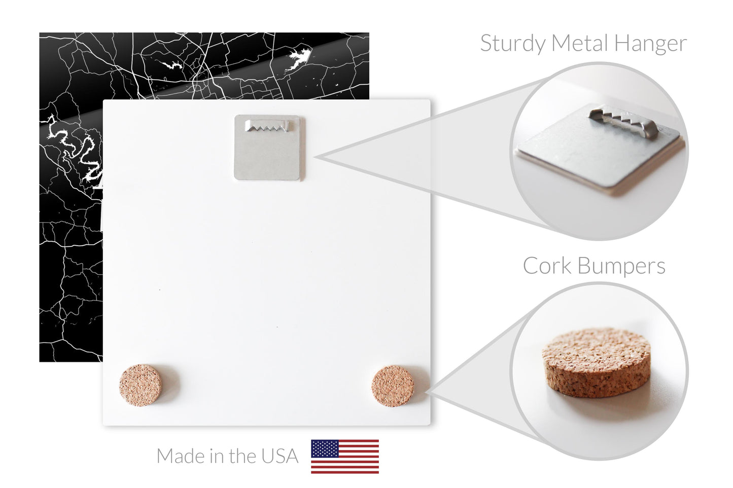 Modern Black Austin Map | Hi-Def Glass Art | Eaches | Min 2