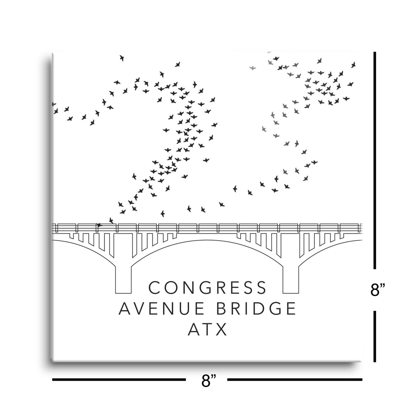 Minimalist B&W Texas Austin Congress Avenue Bridge | Hi-Def Glass Art | Eaches | Min 2