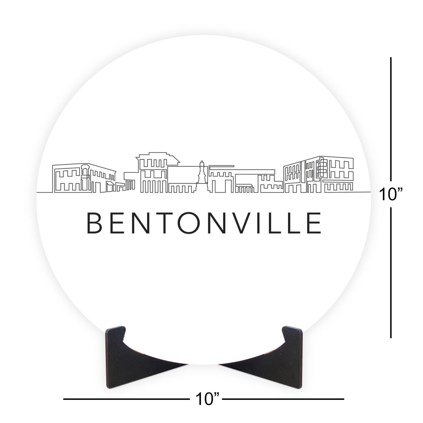 Minimalist B&W Arkansas Bentonville Skyline | Wood Sign | Eaches | Min 1