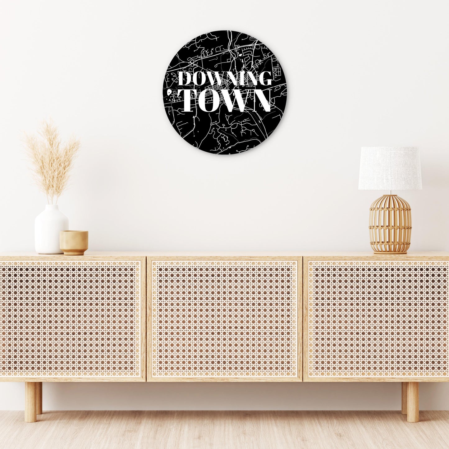 Minimalistic B&W Pennsylvania Downingtown Map | Wood Sign | Eaches | Min 1