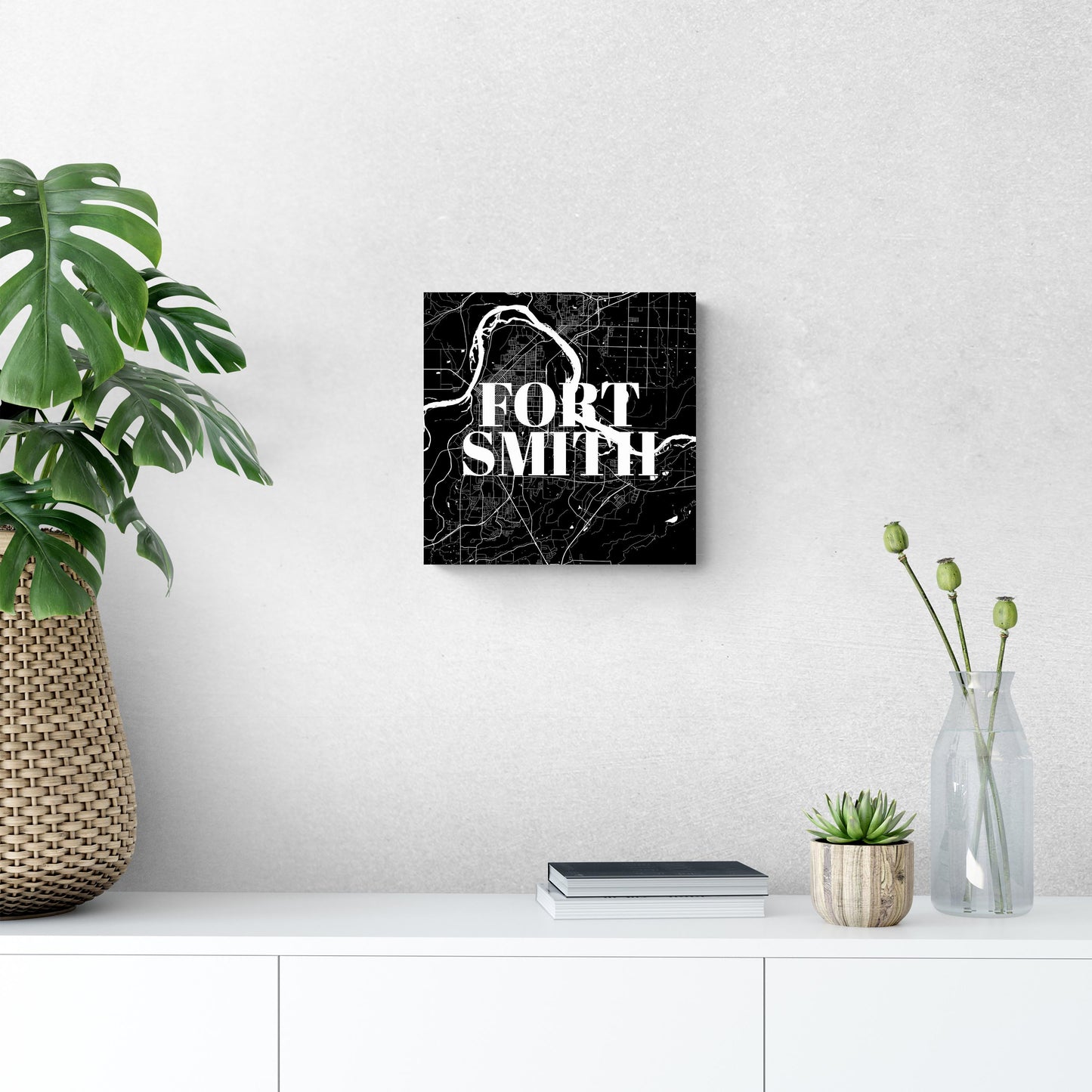 B&W Minimalist Arkansas Fort Smith Map | Wood Sign | Eaches | Min 2