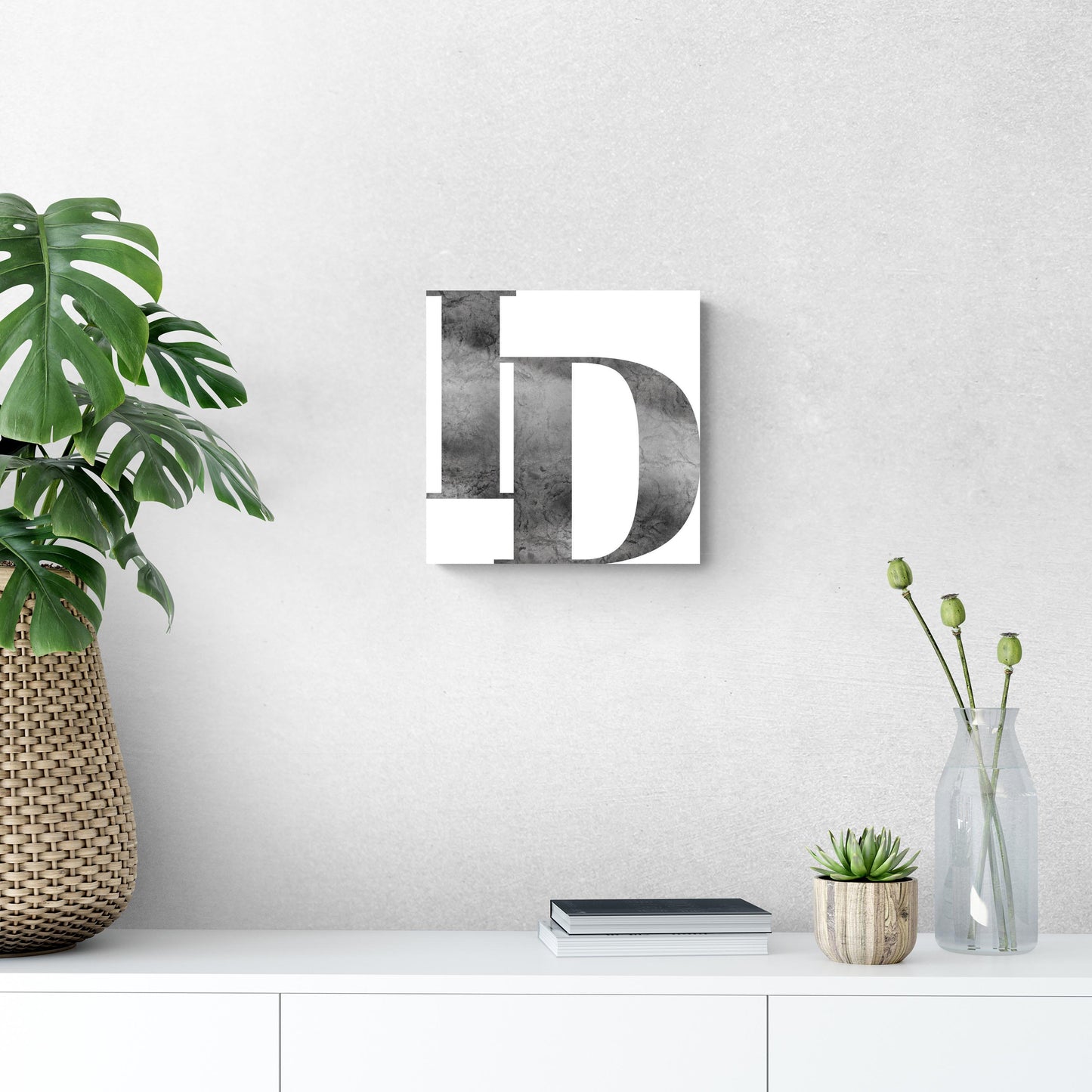 Minimalist B&W Idaho White Initials | Hi-Def Glass Art | Eaches | Min 1