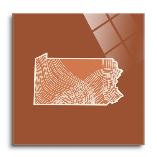 Modern Minimalist Pennsylvania State Lines Dark | Hi-Def Glass Art | Eaches | Min 1