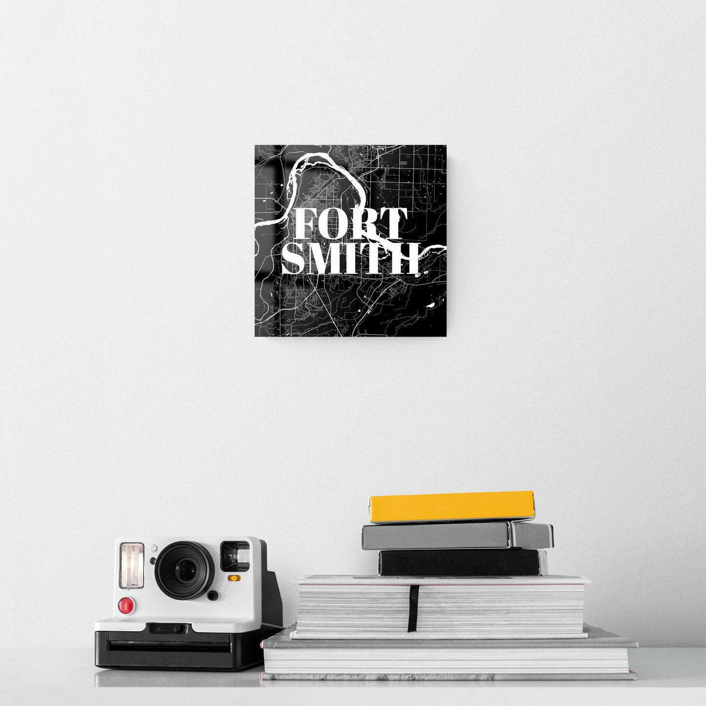 B&W Minimalist Arkansas Fort Smith Map | Hi-Def Glass Art | Eaches | Min 2