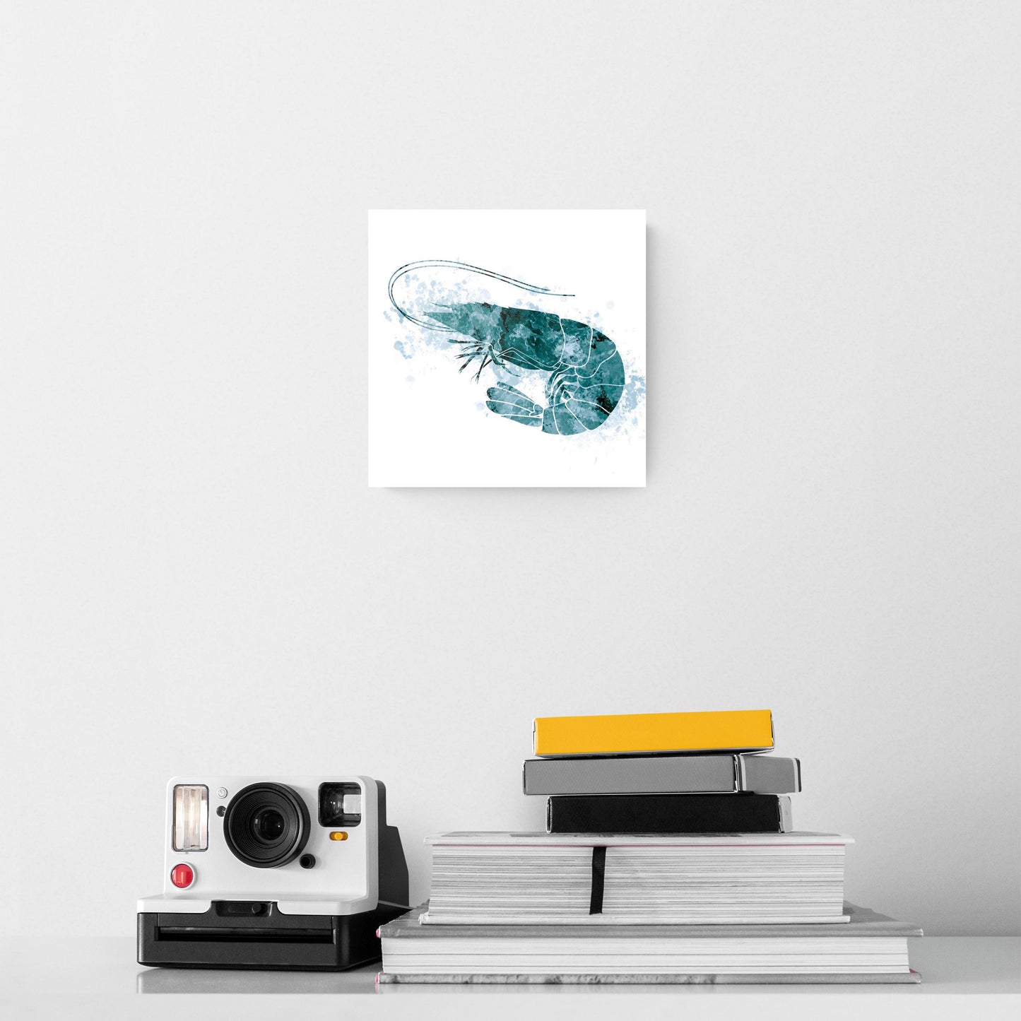 Blue White Water Color Shrimp | Hi-Def Glass Art | Eaches | Min 2