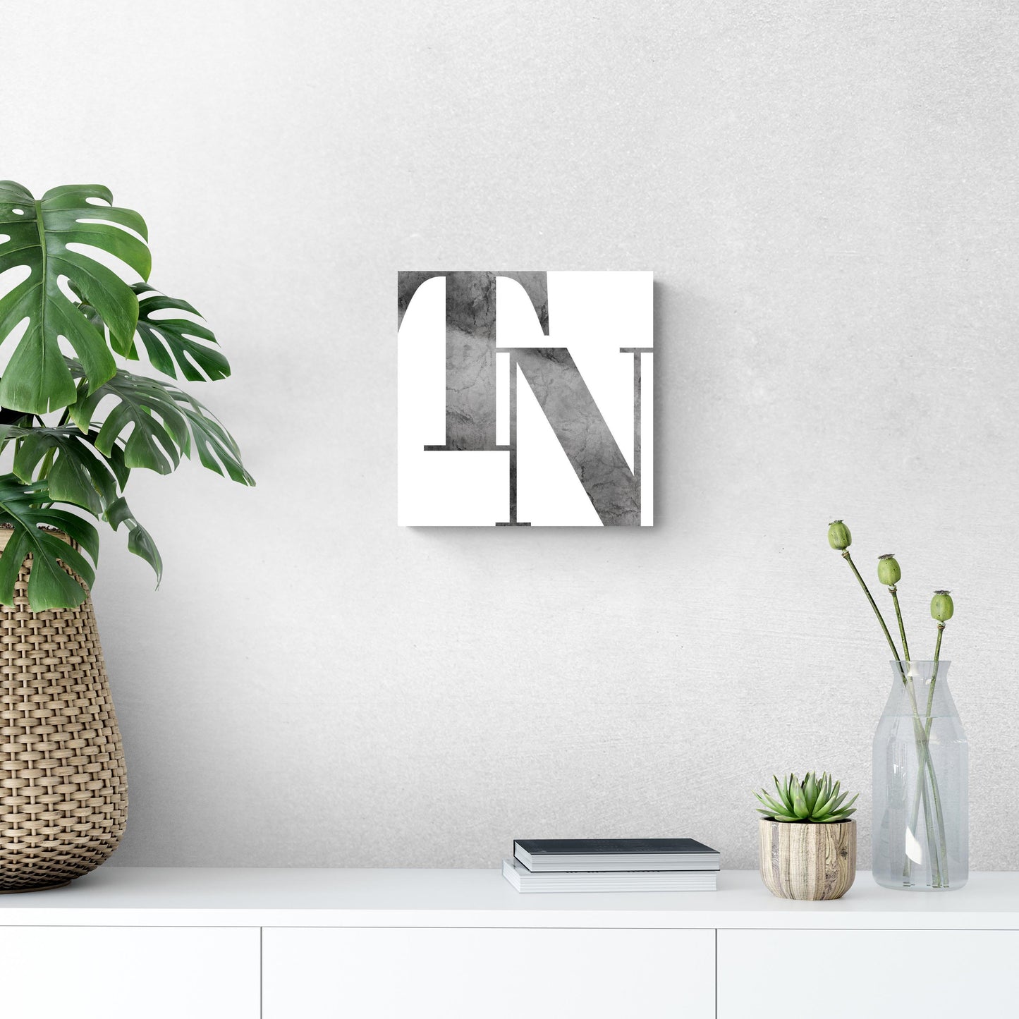 Minimalist B&W Tennessee White Initials | Hi-Def Glass Art | Eaches | Min 1