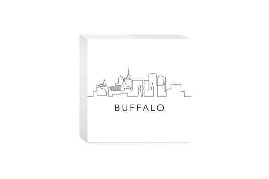 Minimalistic B&W New York Buffalo Skyline | Wood Block | Eaches | Min 4