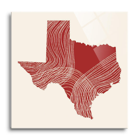 Modern Minimalist Texas Fluid Line State Shape | Hi-Def Glass Art | Eaches | Min 1