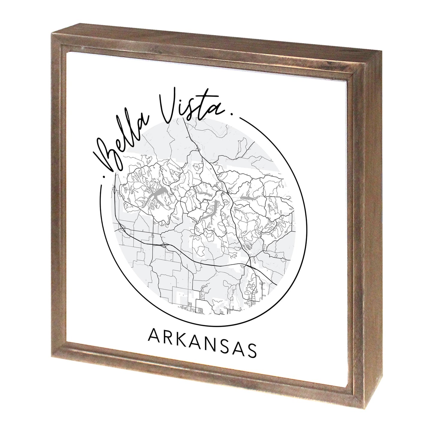 Minimalist B&W Arkansas Bella Vista Circle Map State | Wood Sign | Eaches | Min 1