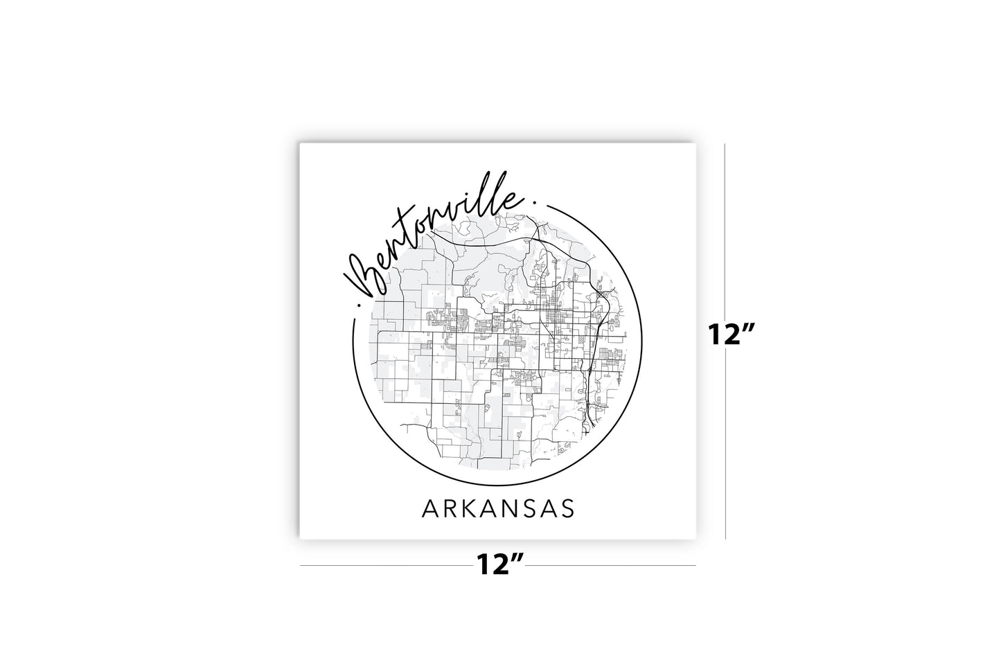 Minimalist B&W Arkansas Bentonville Circle Map State | Wood Sign | Eaches | Min 2