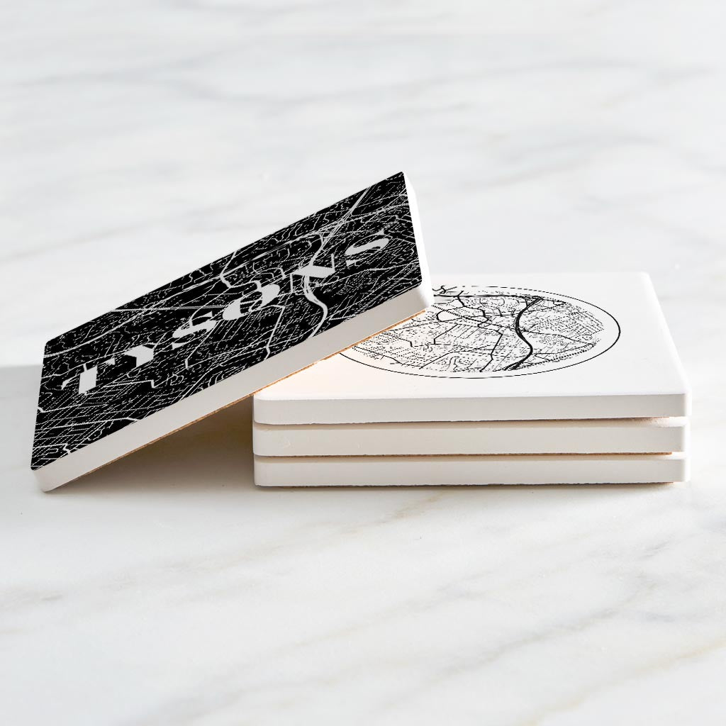 Minimalistic B&W Virginia Tysons Maps | Absorbent Coasters | Set of 4 | Min 2