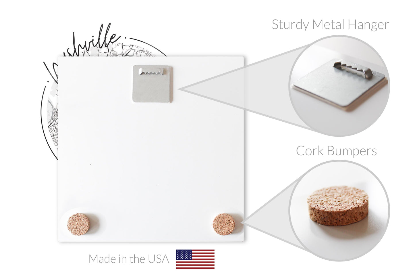 Minimalist B&W Tennessee Nashville Circle Map | Hi-Def Glass Art | Eaches | Min 1
