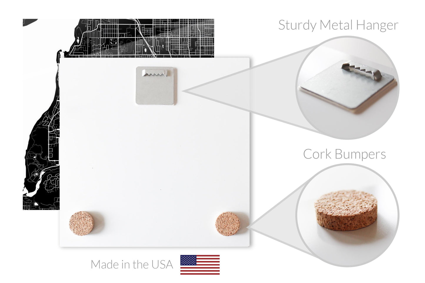 Minimalistic B&W Washington University Place Map | Hi-Def Glass Art | Eaches | Min 2