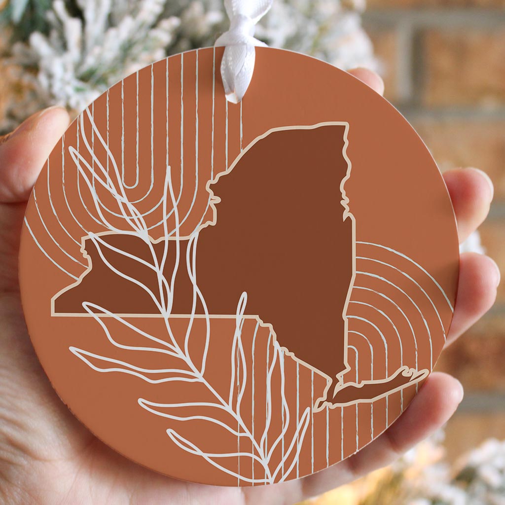 Modern Minimalist New York Shape And Leaf | Wood Ornament | Eaches | Min 6