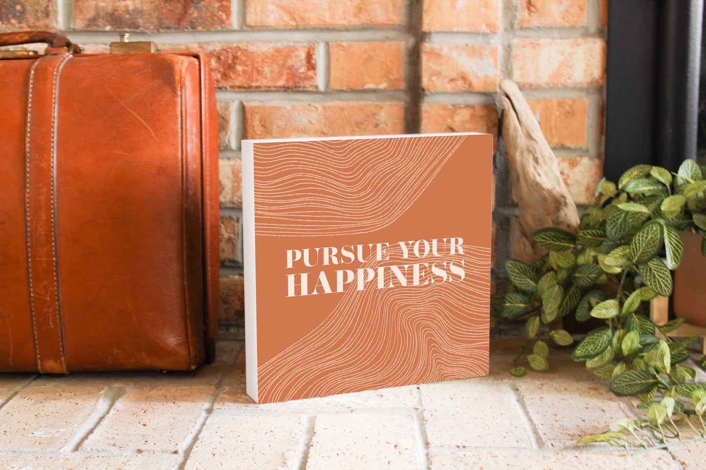Modern Minimalist Pennsylvania Happiness Quip | Wood Block | Eaches | Min 2