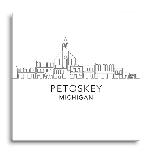 Minimalistic B&W Michigan Petoskey Skyline | Hi-Def Glass Art | Eaches | Min 1