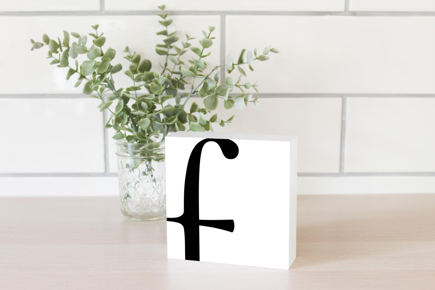 Minimal Monogram F| Wood Block | Eaches | Min 4
