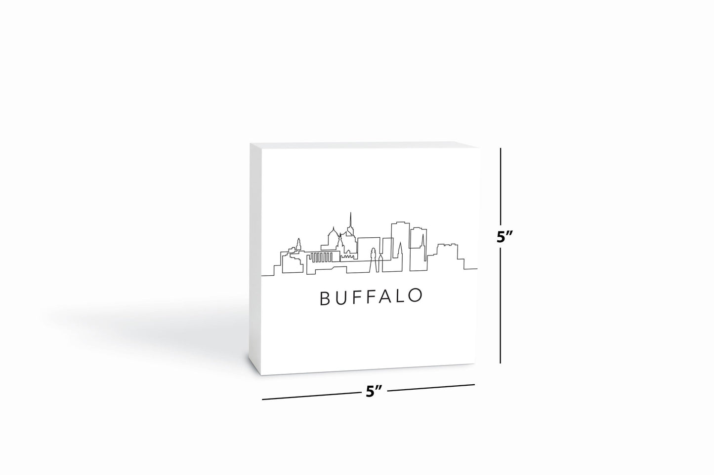 Minimalistic B&W New York Buffalo Skyline | Wood Block | Eaches | Min 4