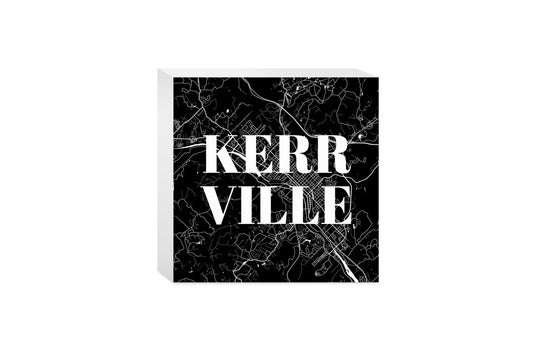 Minimalistic B&W Texas Kerrville Map | Wood Block | Eaches | Min 4