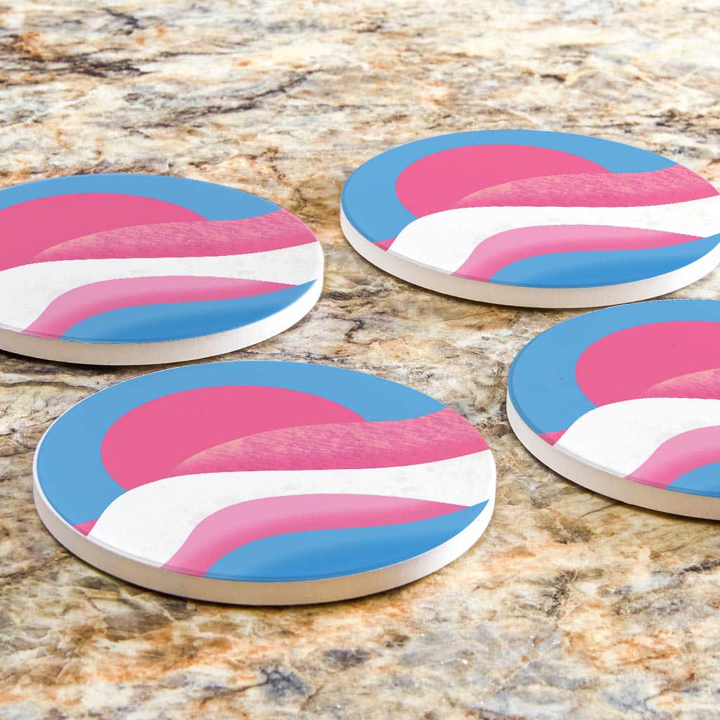 Transgender Pride Moon Waves| Absorbent Coasters | Set of 4 | Min 2