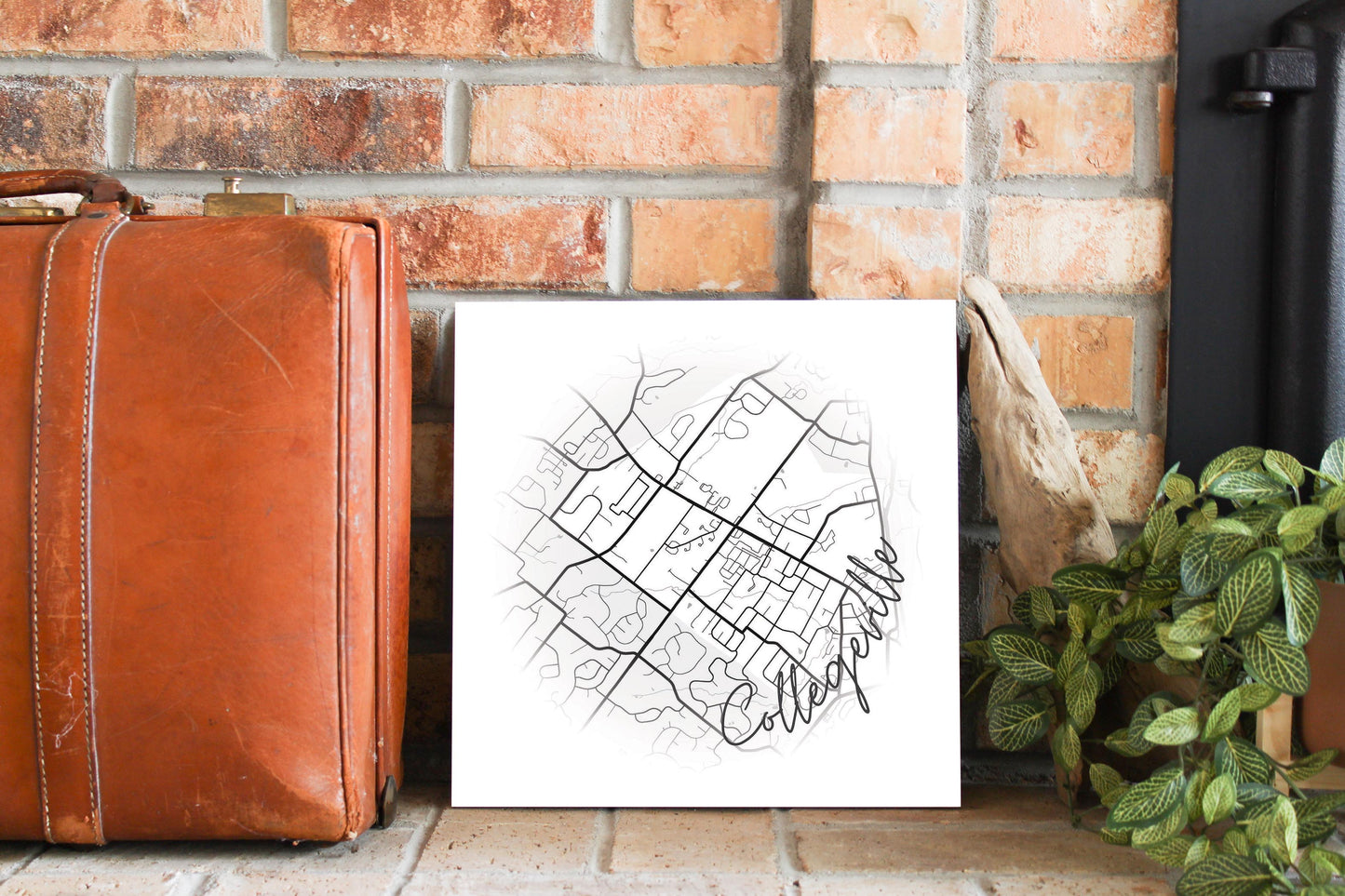 Minimalistic B&W Pennsylvania Collegeville Circle Map | Wood Sign | Eaches | Min 2