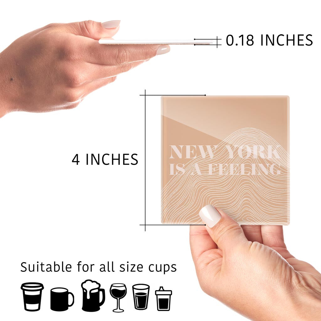 Modern Minimalist New York Quips | Hi-Def Glass Coasters | Set of 4 | Min 2