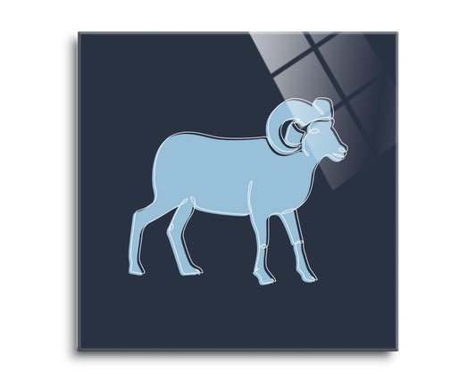 Blue Shades North Carolina Ram Line Drawing | Hi-Def Glass Art | Eaches | Min 2