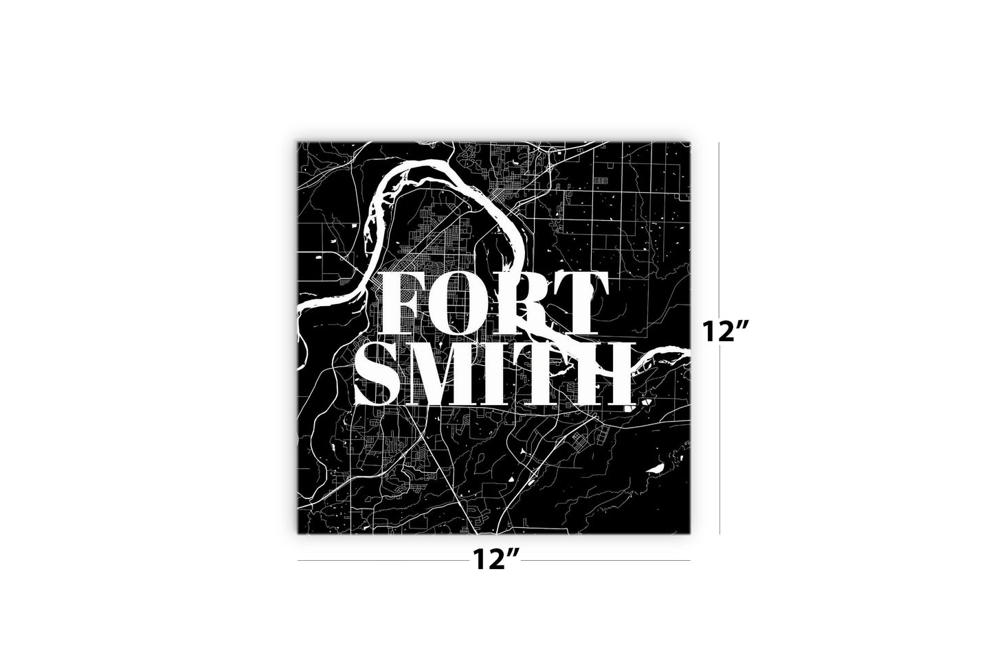 B&W Minimalist Arkansas Fort Smith Map | Wood Sign | Eaches | Min 2