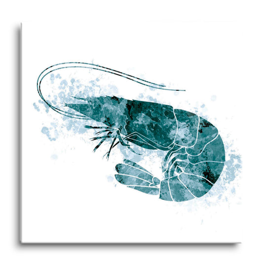 Blue White Water Color Shrimp | Hi-Def Glass Art | Eaches | Min 1