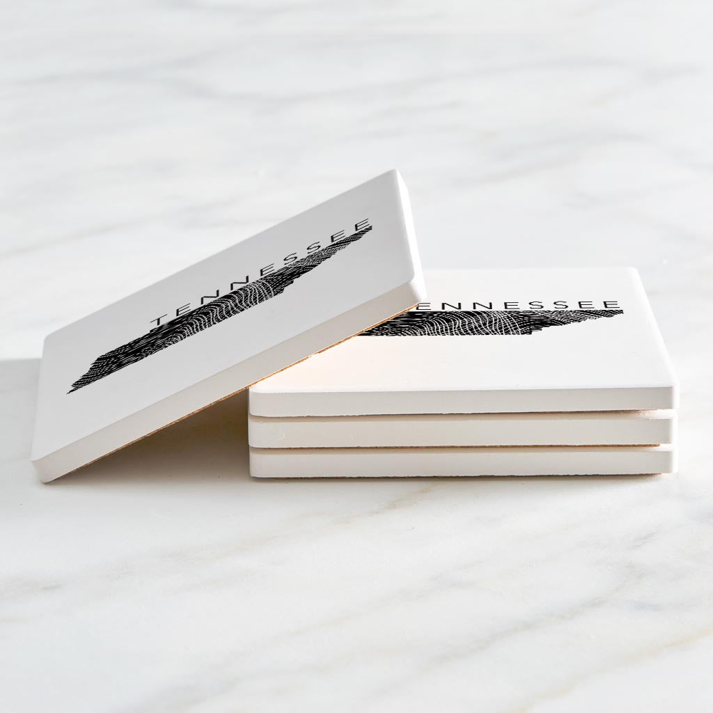 Minimalist B&W Tennessee State Name | Absorbent Coasters | Set of 4 | Min 2