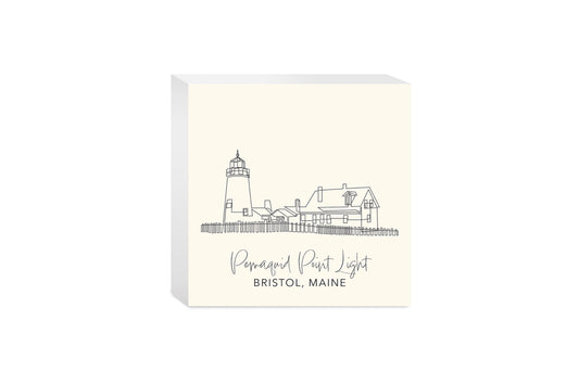 Cream Pemaquid Point Light | Wood Block | Eaches | Min 4
