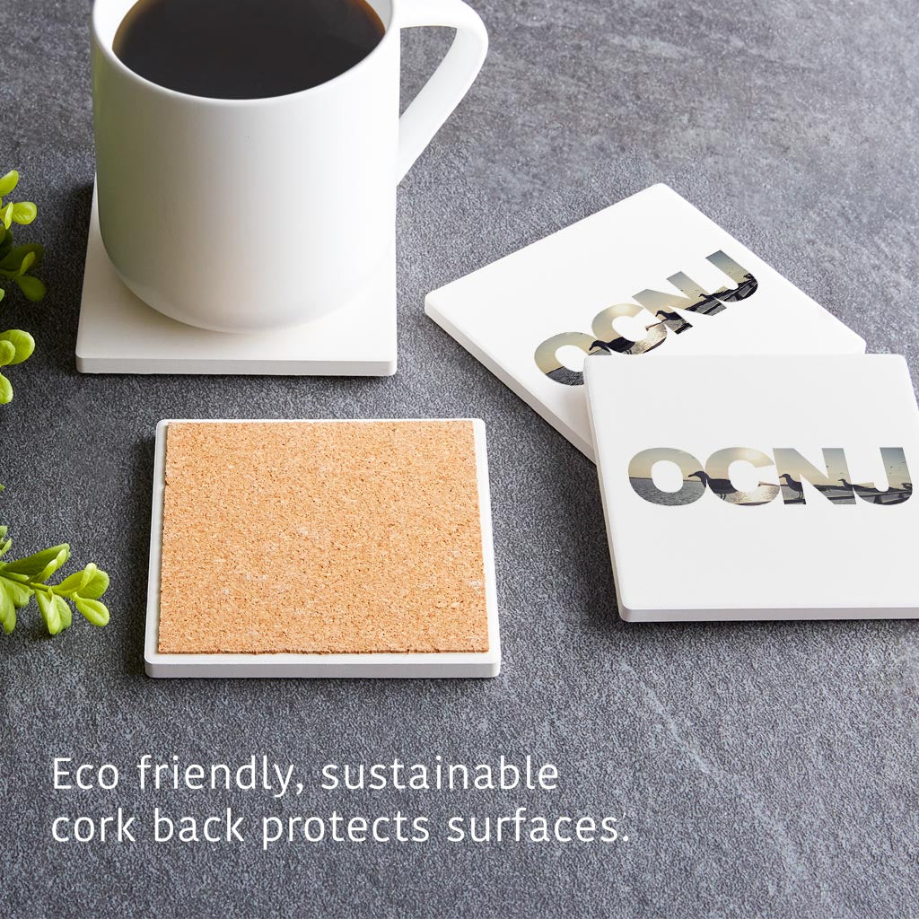 OCNJ Photo With Text | Absorbent Coasters | Set of 4 | Min 2
