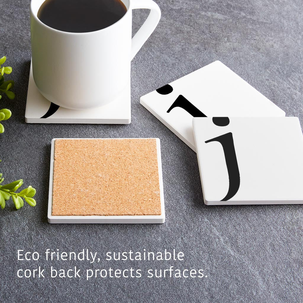 Minimal Monogram J | Absorbent Coasters | Set of 4 | Min 2