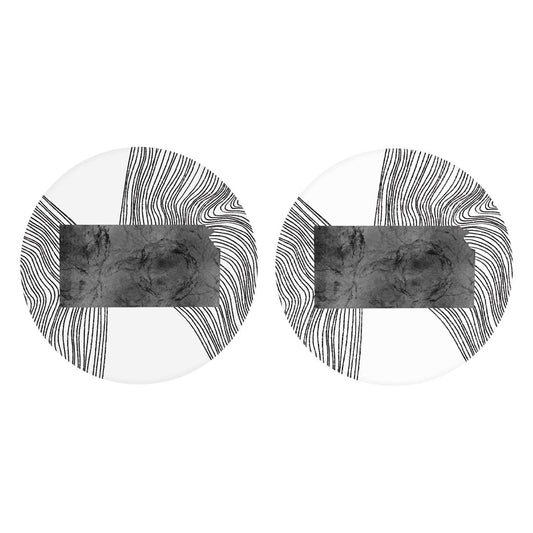 Minimalist B&W Kansas State With Fluid Lines | Absorbent Car Coasters | Set of 2 | Min 4
