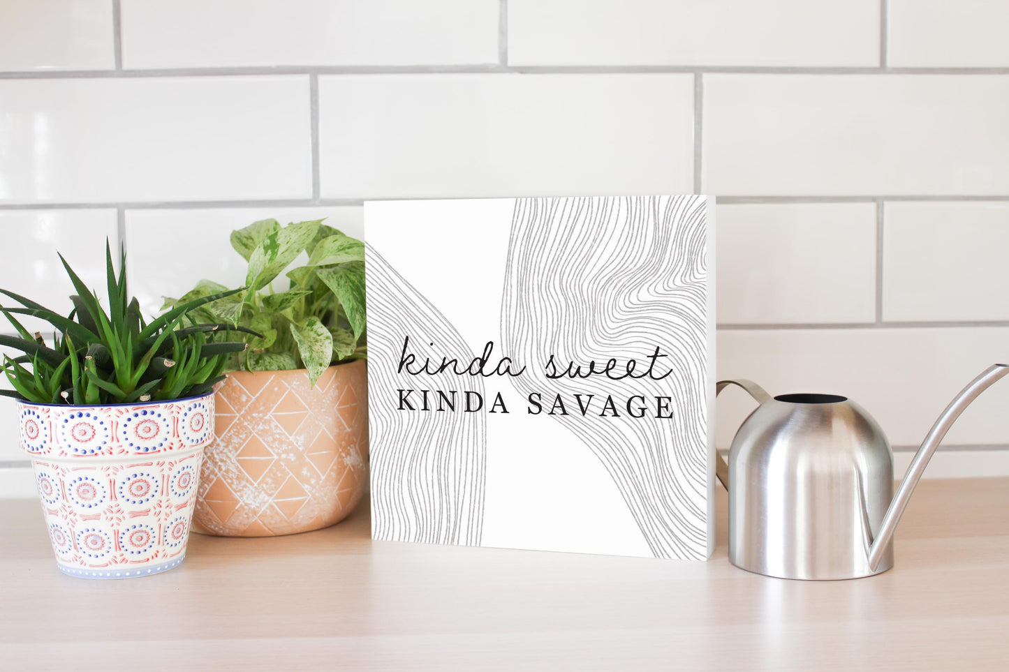 Modern Minimalist Mothers Day Kinda Sweet | Wood Block | Eaches | Min 2