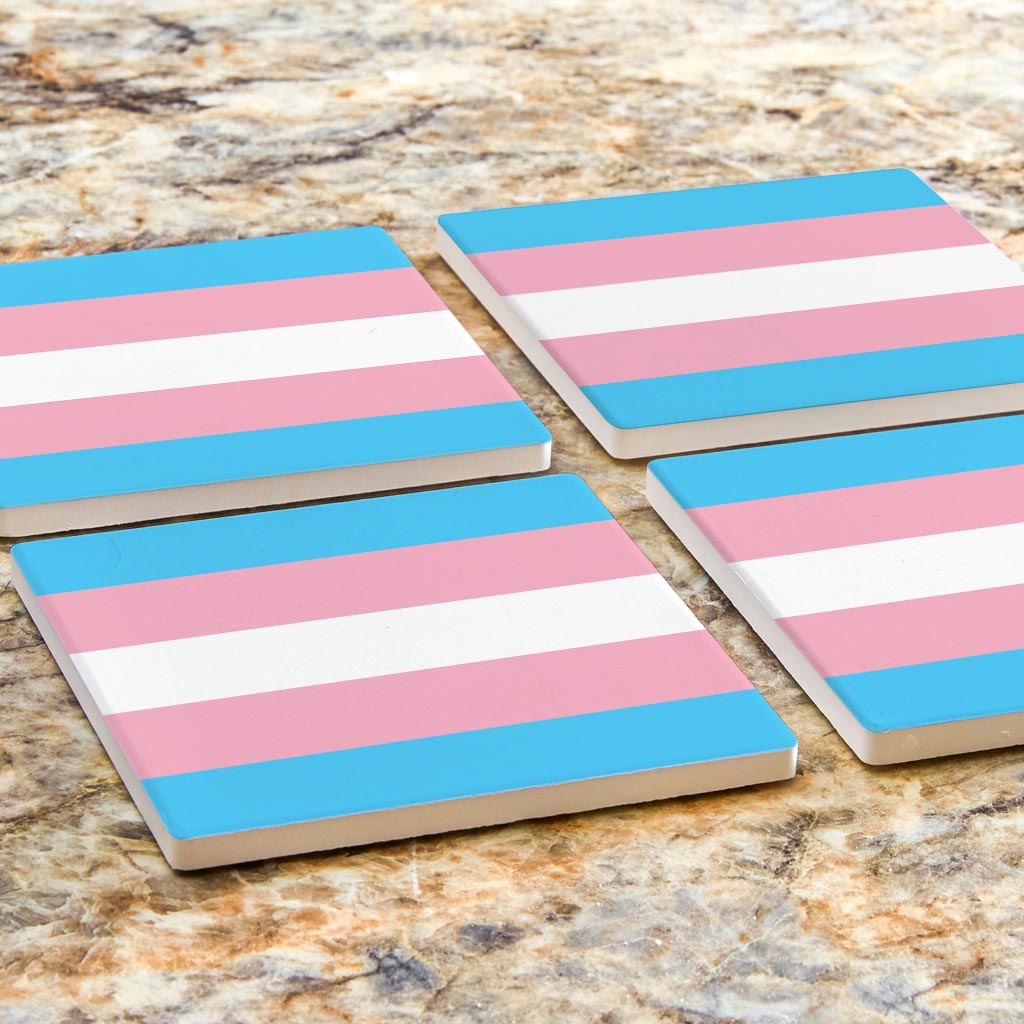 Transgender Pride Flag Colors | Absorbent Coasters | Set of 4 | Min 2