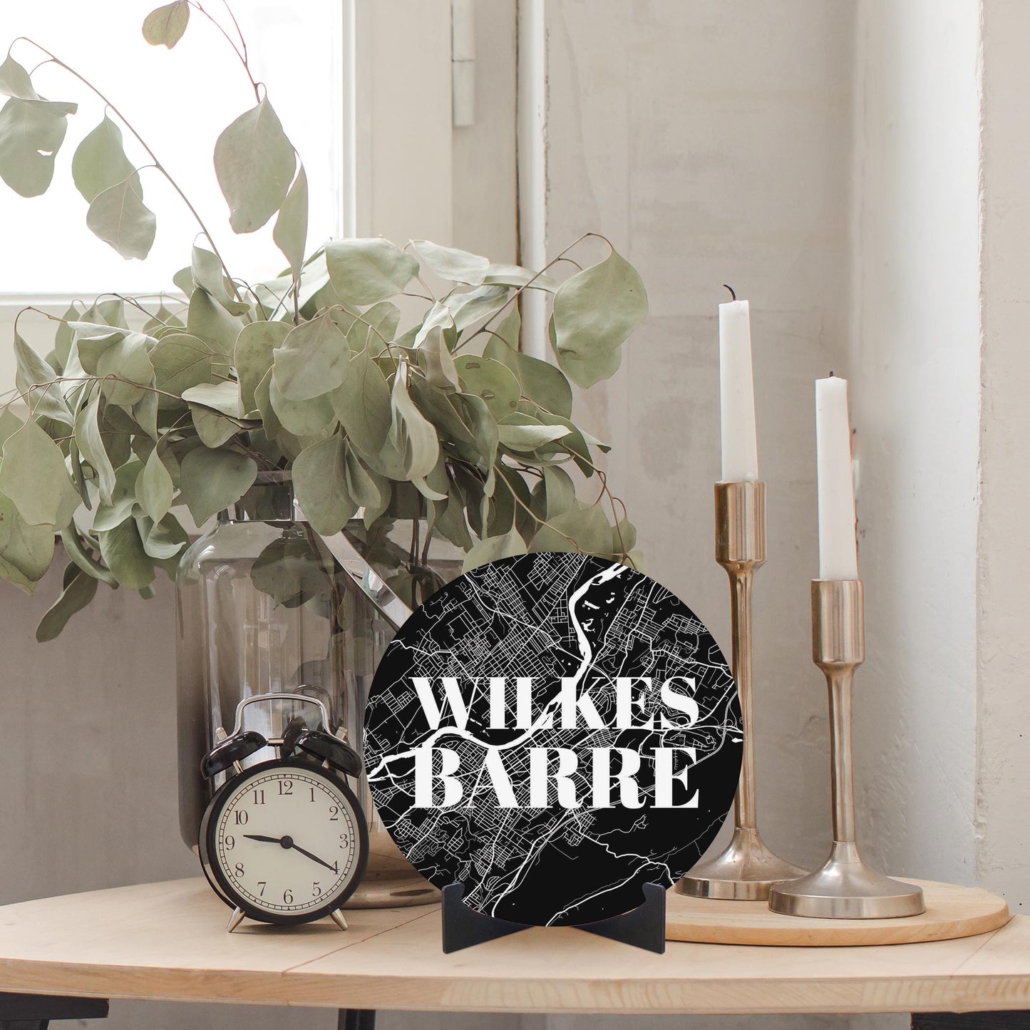 Minimalistic B&W Pennsylvania Wilkes Barre Map | Wood Sign | Eaches | Min 1