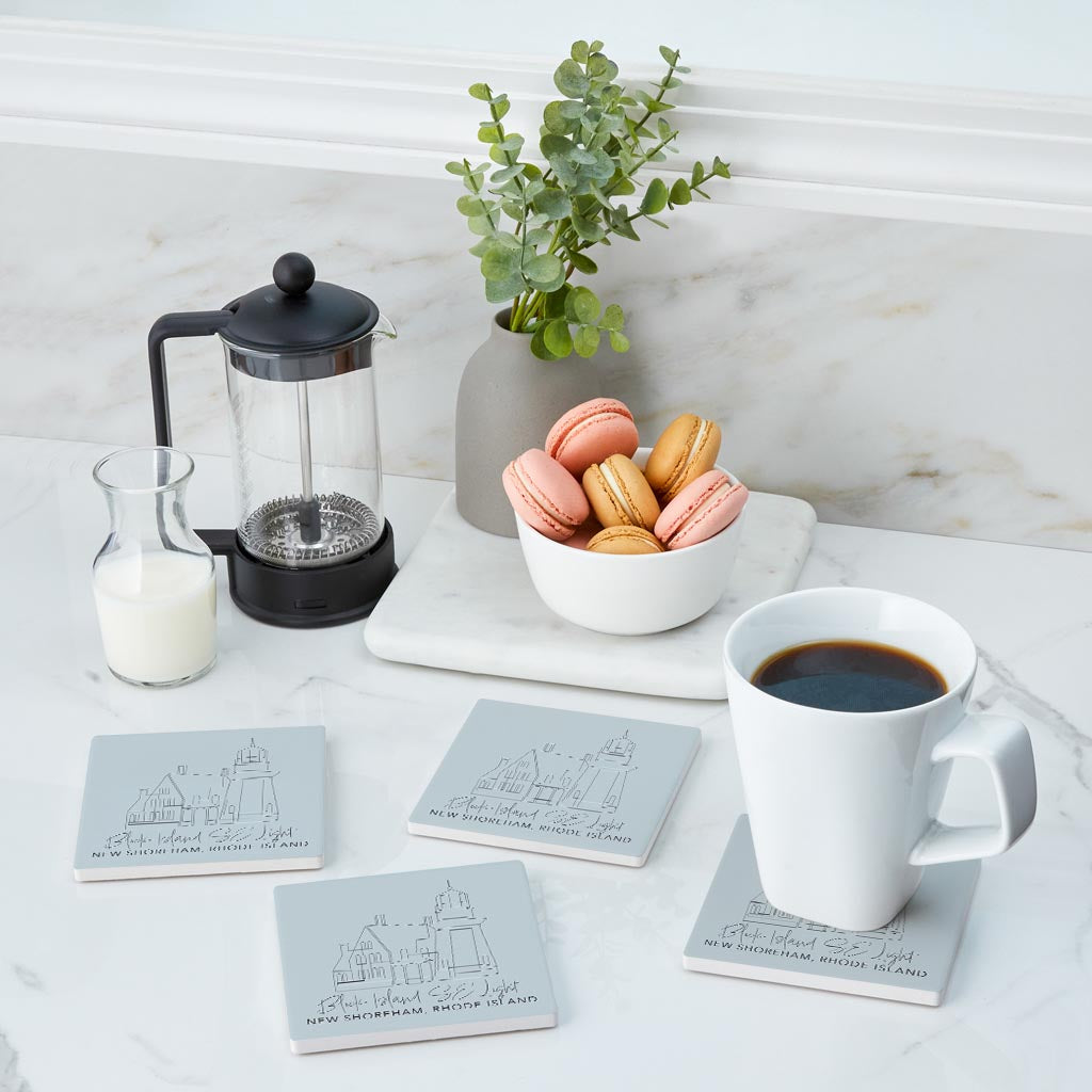 Block Island Se Light Muted Coastal | Absorbent Coasters | Set of 4 | Min 2