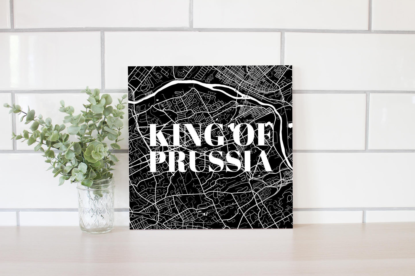 Minimalistic B&W Pennsylvania King Of Prussia Map | Wood Sign | Eaches | Min 2
