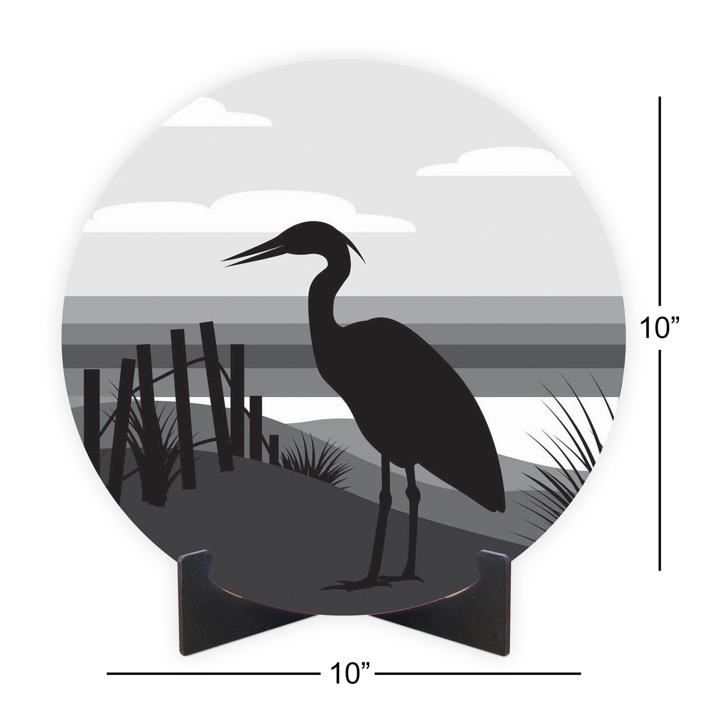 Minimalistic B&W Cape Cod Heron Illustration | Wood Sign | Eaches | Min 1