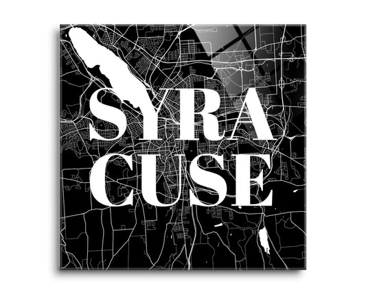 Minimalistic B&W New York Syracuse Map | Hi-Def Glass Art | Eaches | Min 2
