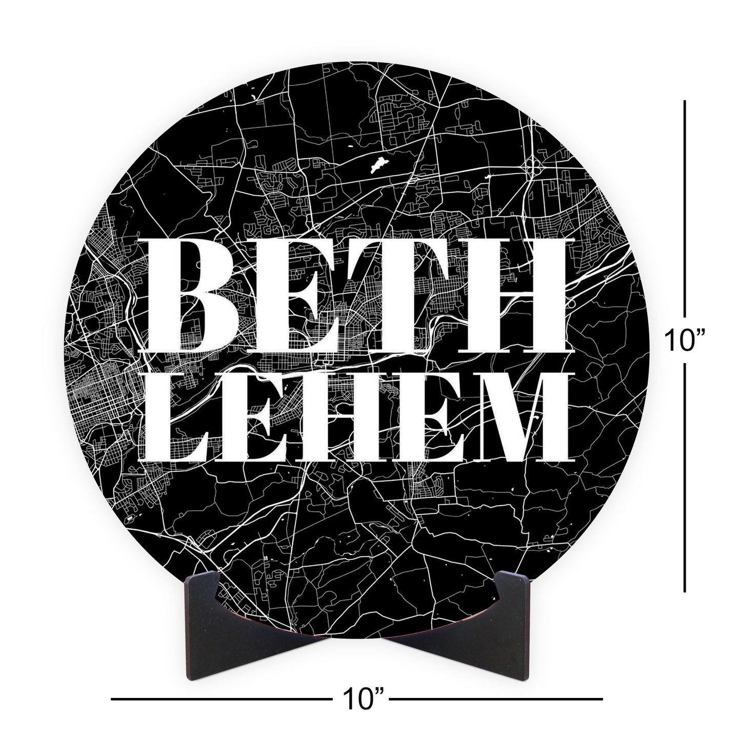 Minimalistic B&W Pennsylvania Bethlehem Map | Wood Sign | Eaches | Min 1